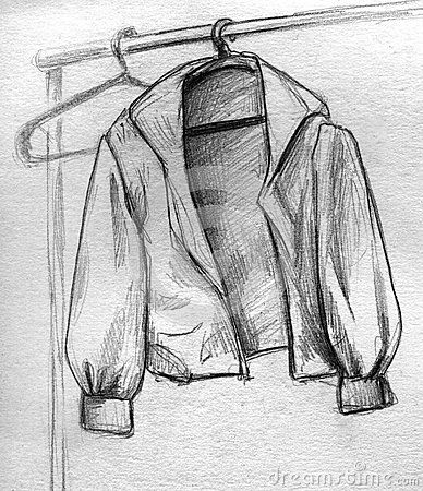 Hanging Jacket Drawing, Cloth Sketch Pencil, Clothes Hanger Drawing, Sketch Of Clothes, Clothes Pencil Sketch, Boys Sketches Pencil, Jacket Sketch Drawing, Cool Sketches Pencil, Sketching Clothes