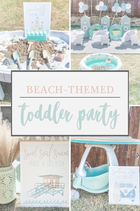 Two The Beach Birthday Theme, Beach Theme 2nd Birthday Party, Beach Day Birthday Party, Beach Birthday Theme Decoration, Beach Coastal Aesthetic, Twobular Birthday Party, Summer Toddler Birthday Party Ideas, Kids Beach Theme Party, 3rd Birthday Beach Party