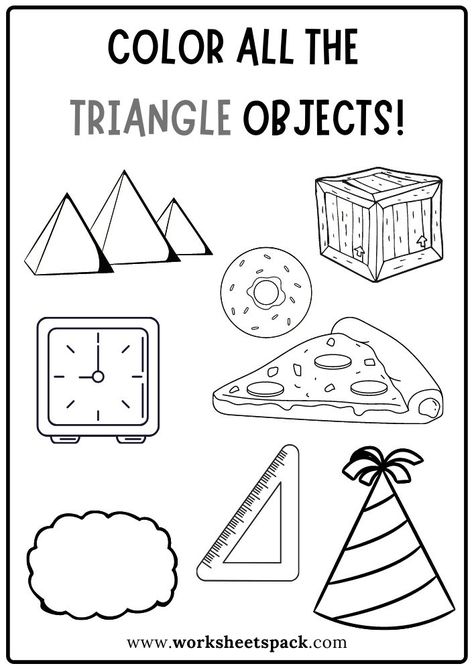 Triangle Shape Activity Pages for Kindergarten and Preschool. Triangle Coloring Page Preschool, Triangle Practice Preschool, Triangle Lesson Plans Preschool, Triangle Worksheets Kindergarten, Triangle Crafts For Preschoolers, Triangle Shape Worksheets For Preschool, Shapes Coloring Pages Free Printable, Triangle Activities For Kindergarten, Triangle Activity For Preschool