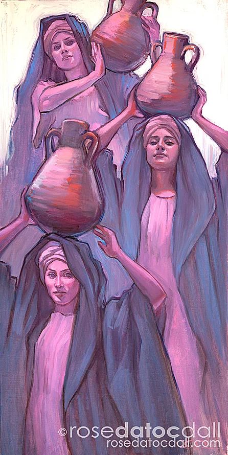 WOMEN AT THE WELL ORIGINAL | rosedatocdall Rose Datoc Dall, Women At The Well, Original Paintings For Sale, Powerful Art, Biblical Art, Arabic Art, Egyptian Art, Bible Art, Pics Art