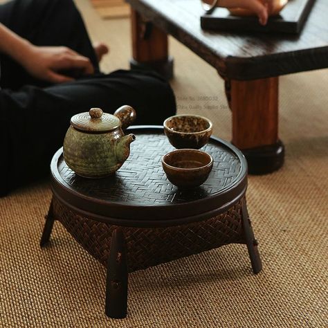 Chinese Tea Table, Asian Tea Sets, Cheap Coffee Table, Bamboo Baskets, Dream House Aesthetic, Table Retro, Bamboo Storage, Asian Tea, Japanese Tea Set