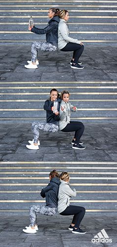 Get a full body workout with Aly and Jasmine's weighted squat passes. Couple Workout, Partner Workouts, Partner Gym Workouts, Workout Partner, Buddy Workouts Partner Exercises, Partner Bootcamp Workout, Treadmill Benefits, Home Boxing Workout, Gym Partner