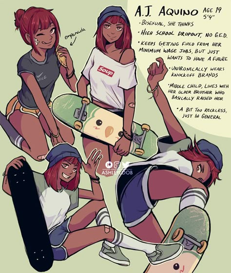 Highschool Dropout, Play Poster, Characters Inspiration Drawing, Female Character Concept, Character Sheets, Skater Girl, Character Design Animation, Body Drawing, Design Animation