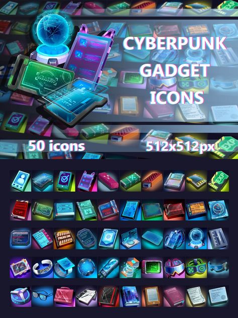 Cyberpunk Gadget Game 512×512 Icons is a versatile high-resolution icon collection perfect for enhancing the futuristic tech and gear in your game. Designed for development on Sci-Fi, cyberpunk, or dystopian games, this pack brings to life a wide range of modern gadgets, combining fiery aesthetics with harsh, high-tech elements. Each 512×512 icon is carefully designed, capturing the essence of modern devices necessary for survival in the cyberpunk world. Cyberpunk Gadgets, Cyberpunk World, Modern Gadgets, Futuristic Tech, Game Icon, Icon Collection, High Tech, Artifacts, Cyberpunk