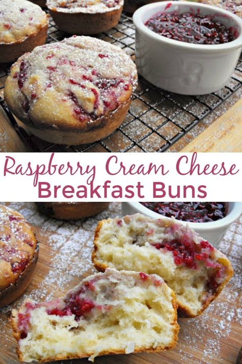 Raspberry Cream Cheese Breakfast buns recipe review. #breakfast #muffins #raspberry Breakfast Buns Recipe, Hearth Magic, Magnolia Bakery Recipes, Muffins Raspberry, Breakfast Buns, Raspberry Breakfast, Cream Cheese Breakfast, Bakery Breakfast, Breads Recipes