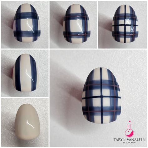 Trendy Fall Nail Art by LE Educator Taryn VanAlfen | A Walk in Central — Light Elegance Plaid Nails French Tip, Plaid Nails How To, Houndstooth Nail Design, Plade Nails Fall, Flannel Nails, Plaid Nail Designs, Plaid Nail Art, Art Deco Nails, Autumn Nail