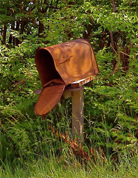 Rustic Mailboxes Wood, Rural Mailbox Ideas Country, Rustic Letterbox, Antique Mailboxes Vintage, Country Mailbox, Rural Mailbox, Old Mailbox, Vintage Mailbox, Rust Never Sleeps