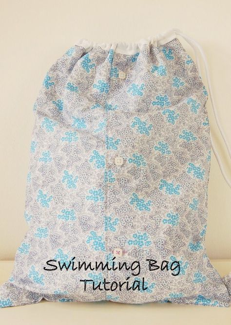 DIY-- Drawstring Waterproof Swimming Bag Tutorial | vicky myers creations #DIY #swim Swimming Bag Pattern, Wet Bag Pattern Free Sewing, How To Make A Wet Bag, Wet Bag Tutorials, Cheap Drawstring Gym Bag, Cut Hoodies, Nail Bags, Cut Up Shirts, Real Leather Bags