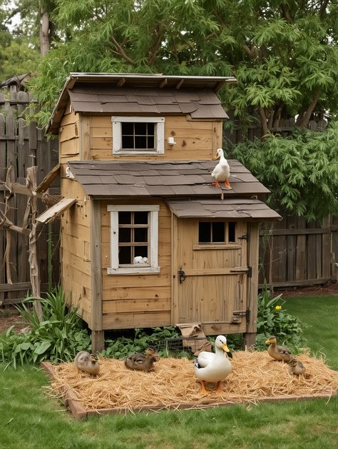 19 DIY Duck Enclosure Ideas – The DIY Desire Cute Duck House, Indian Runner Ducks House, Runner Duck House, Runner Ducks Coop, Small Duck House, Duck House Ideas Backyards, Diy Duck Enclosure, Ducks Coop, Ducks House