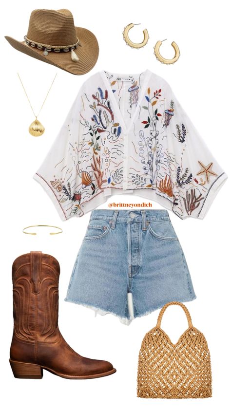 Aesthetic Cowgirl Outfits, Coastal Cowgirl Fits, Coastal Cowgirl Concert Outfit, Coastal Cowgirl Outfit Aesthetic, Coastal Western Aesthetic, Spring Nashville Outfits, Cowboy Style Outfits, Southern Outfits Women, Coastal Cowgirl Aesthetic Outfits