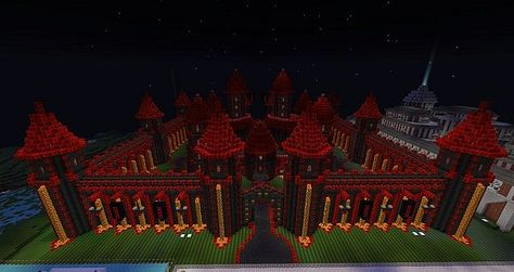 Black Castle Minecraft, Lava Build Minecraft, Minecraft Lava Builds, Minecraft Lava Castle, Minecraft Dragon Castle, Minecraft Dark Castle, Roller Coaster Park, Organic House, Minecraft Structures