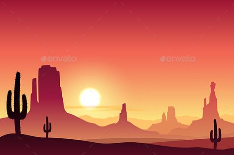 Desert Landscape by Binkski A Desert Landscape with Mountains and Sunset, Sunrise. Fully editable vector EPS 10 , gradients and transparencies used. Landscape Tattoo Sleeve, Desert Landscape Tattoo, Landscape With Mountains, Landscaping Around Trees, Landscape Vector, Illustration Landscape, Landscape Tattoo, Desert Art, Southwest Art