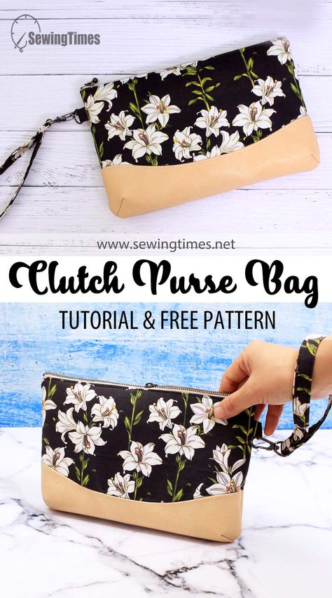 Sew Clutch Purse Diy, Pouch Purse Patterns, Sewing A Clutch Purse, Wristlet Wallet Pattern Free, Quilted Clutch Purse, Leather Zipper Pouch Pattern, Cross Body Wallet Purse, Make A Purse Diy, Clutch Pattern Sewing