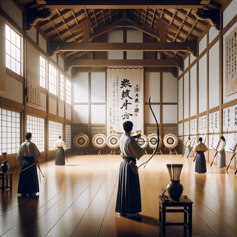 Japanese Archery : Mastery and Honor Kyudo Aesthetic, Archery Japan, Archery Room, Kyudo Archery, Interesting Scenery, Dojo Design, Archery Aesthetic, Archery Competition, Archery Club