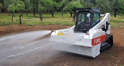 300-gallon firefighting attachment developed for skid steer loader - Wildfire Today Redding California, Skid Steer Attachments, Us Forest Service, Wildland Fire, Hydraulic System, Skid Steer, Submersible Pump, Skid Steer Loader, Forest Service