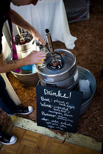 Keg Sign/Cover Kegs At Wedding Receptions, Kegs At Wedding, Self Serve Bar Wedding, 50 People Wedding, Wedding Beer Station, Wedding Keg, Self Serve Bar, Woodland Wedding Centerpieces, Brunch Reception