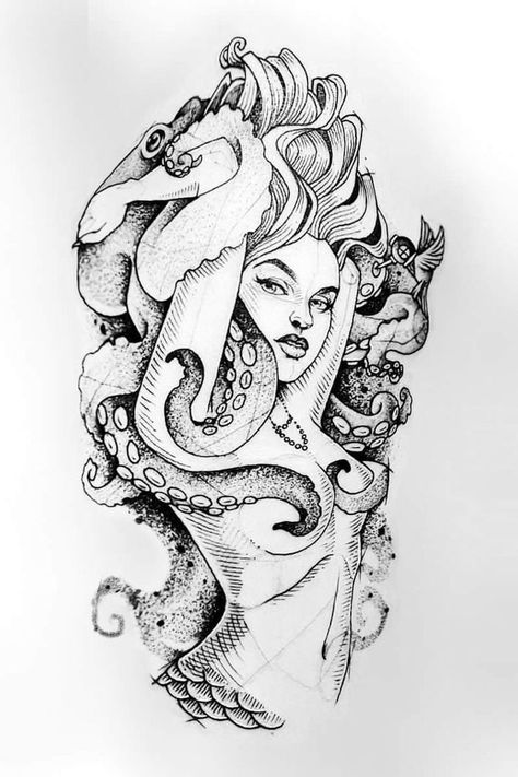 Siren Tattoo, Mermaid Tattoo Designs, Sweet Tattoos, Mermaid Drawings, Mermaid Tattoo, Mermaid Tattoos, Tattoo Style Drawings, Mermaid Art, Tattoo Design Drawings