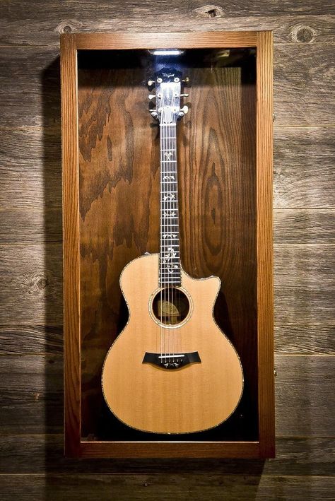 Guitar Storage Cabinet, Guitar Stand Wall, Speaker Stands Diy, Instrument Wall, Guitar Display Case, Guitar Storage, Guitar Wall Hanger, Guitar Display, Coffee Stain