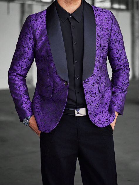 Purple Wedding Suits Groom, Prom Suits For Men Black, Purple Suit Jacket, Purple Tuxedo, Prom Men, Purple Goth, Purple Suit, Prom Suits For Men, Male Outfits