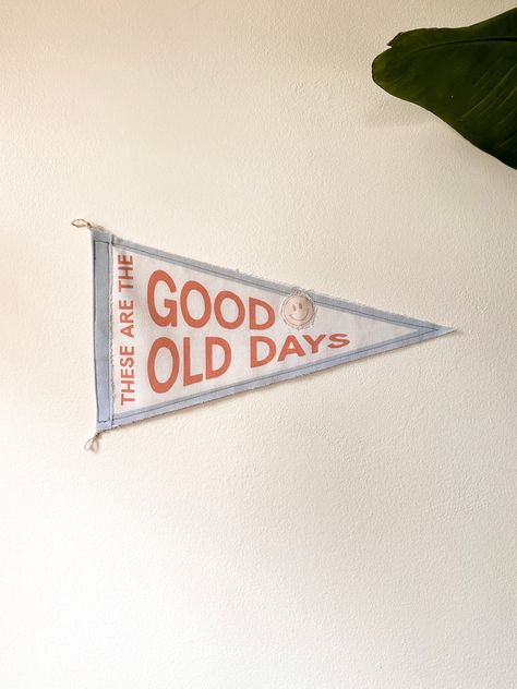 Feel good pennant for your space! Two layers of canvas fabric are sewn together for a durable, high quality feel. Display on wall easily with twine loops.  -Measures 10 x 18 inches Pennant Gallery Wall, Room Canvas Ideas, Canvas Bedroom Decor, Pendant Flag, Wall Flags, College House, Dorm Art, Pennant Flags, Custom Wall Decor