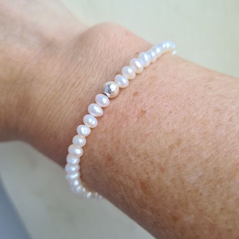 Sterling Silver Birthstone Ring, Birthday Gemstones, Stacking Jewelry, Stackable Birthstone Rings, Pearl Jewelry Gift, Pearl Birthstone, White Pearl Bracelet, Bracelet Stacking, Custom Jewellery