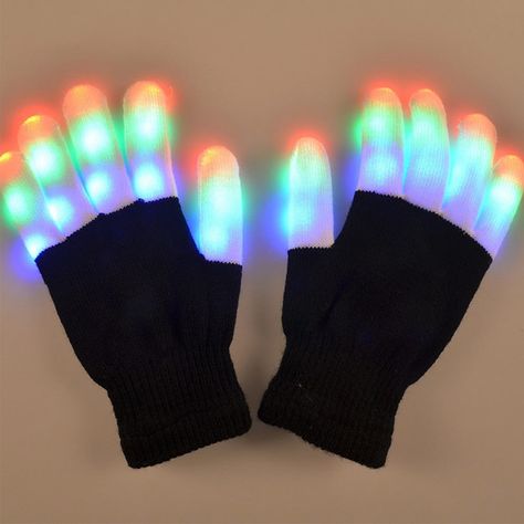 YouOKLight RGB 6 Mode Flashing LED Glove for Christmas - Rave Light, Led Gloves, Alien Party, Glow Party Supplies, Finger Lights, Kid Gloves, Black And White Fabric, Glow Party, Party Toys