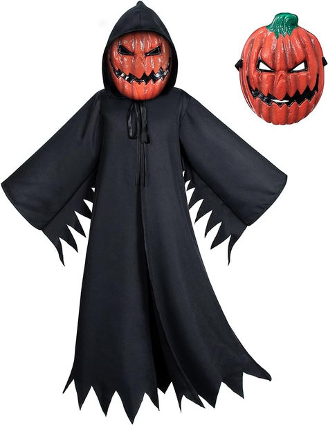 Joy Join Kids Halloween Scary Pumpkin Monster Ghost Costume Robe with Evil Mask Available in Height 43-69“ Evil Mask, Scream Costume, Worst Costume, Fireman Costume, Monster Ghost, Pumpkin Monster, Quick Costumes, Evil Pumpkin, Creepy Costumes