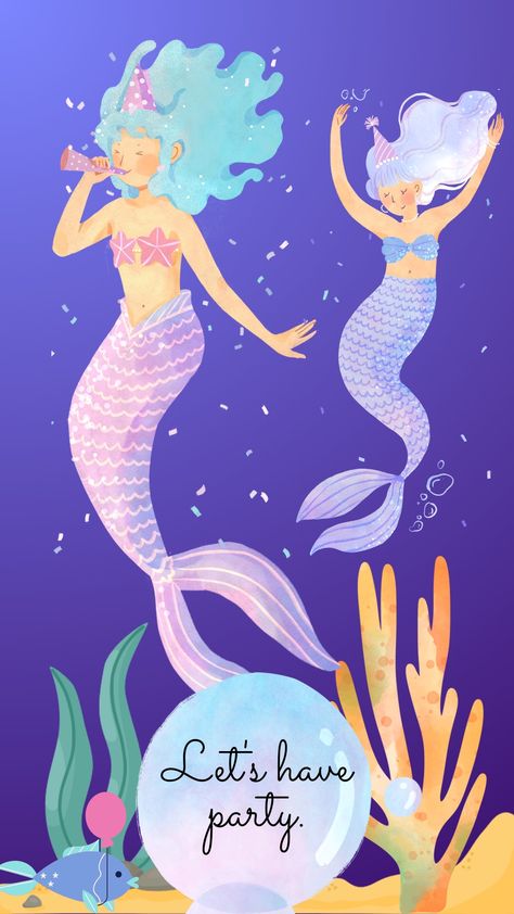 Mermaid party theme wallpaper Mermaid Party Theme, Theme Wallpaper, Mermaid Party, Mermaid