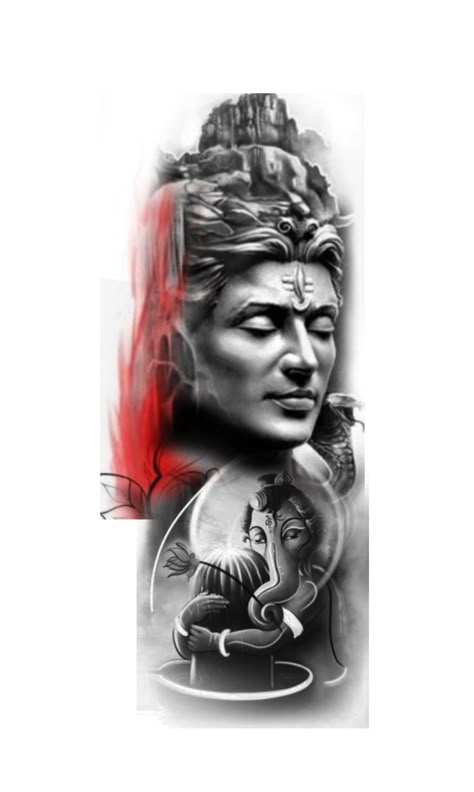 Shiva And Ganesh Tattoo, Lord Shiva With Trishul, Shiva Face Tattoo Design, Campus Tattoo, Shivaji Tattoo, Lord Shiva Tattoo Design, Shiva Portrait, Hindi Gods, Shiva Face