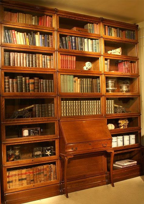 Globe Wernicke Bookcase, Globe Wernicke, Desk Units, Barrister Bookcase, Bureau Bookcase, Antique Bookcase, Library Bookcase, Beautiful Library, Library Wall