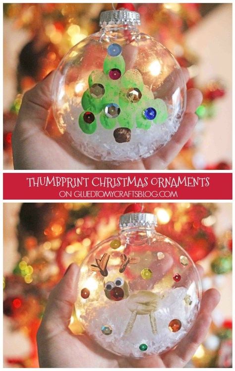 Thumbprint Christmas Ornaments - Kid Craft Primary Activity, Infant Classroom, Holiday Kids, Kids Christmas Ornaments, Kid Craft, Christmas School, Preschool Christmas, Christmas Classroom, Kids Ornaments