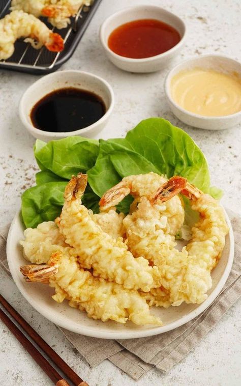 Prawn Tempura, Tempura Prawns, Tempura Recipe, Tiger Prawns, King Prawns, Tempura Batter, Salads For Parties, Shrimp Tempura, Prawn Shrimp