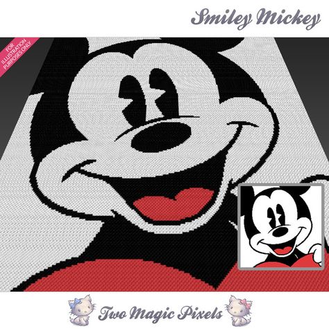 Mickey Cross Stitch, Mickey Crochet, Magic Pixels, Two Magic Pixels, Sc Crochet, Crochet For Beginners Blanket, Crochet Blanket Pattern, Graph Design, Easy Crochet Projects