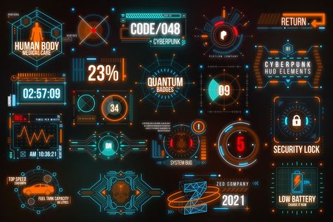 Cyberpunk HUD Elements designed by Pixflow. Connect with them on Dribbble; the global community for designers and creative professionals. Cyberpunk Hud, Hud Elements, Cyberpunk Design, Facebook Icons, Shape Templates, Creative Professional, Cyberpunk, Aurora, Global Community