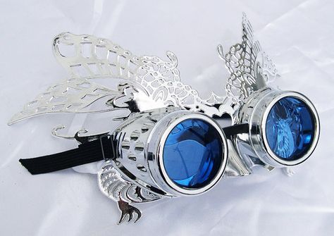 Chrome-Look Elegant Steampunk BUTTERFLY Ballroom Masquerade MASK & GOGGLES Set Combination Ballroom Masquerade, Steampunk Masquerade, Elegant Steampunk, Steampunk Butterfly, Moda Steampunk, Mode Steampunk, Steampunk Tendencies, Steampunk Goggles, Style Steampunk