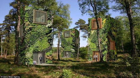 The green utopia is set in a city woodland - with no roads - and intended to be completely energy and water self-sufficient Mos Architects, Treehouse Living, Sustainable House Design, Modern Skyscrapers, Eco City, Urban Forest, Plants Growing, Forest City, Green Architecture