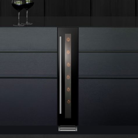 Small Wine Fridge In Kitchen, Wine Fridge In Kitchen, Beverage Cabinet, Small Wine Fridge, Undercounter Wine Cooler, Built In Kitchen Appliances, Compact Kitchens, Built In Wine Cooler, Make Your Own Wine