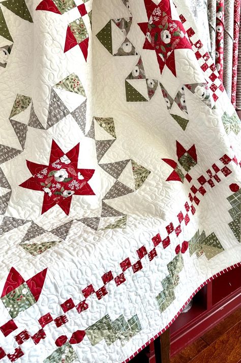 Cottage Lane Quilts Christmas Quilt Borders, Christmas Quilts Ideas Free Pattern, Christmas Quilts Ideas, 2 Color Quilts, Canada Quilt, Winter Quilts Patterns, Scandinavian Quilts, Modern Christmas Quilt, Christmas Quilting Projects