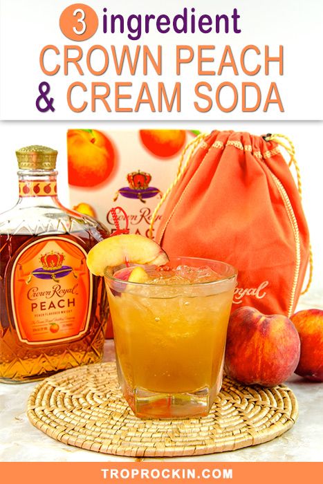 Crown Royal Peach and Cream Soda is a delicious Crown Peach mixed drink. Perfect for a summer cocktail, mix Peach Crown Royal, Peach Juice and Cream Soda for a slightly bubbly, peachy sweet and refreshing peach drink. Crown Royal Peach is the best flavored whisky for summer drinks. Cheers! Peach Mixed Drinks, Crown Drink, Crown Royal Peach, Peach Tea Recipe, Peach Whiskey, Yummy Summer Drinks, Peach Drinks, Whiskey Recipes, Apple Drinks