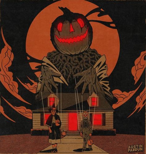 @austinpardunart on Instagram: "I know winter still isnt over, but we're almost halfway to Halloween. Here's a new one for you guys! #austinpardunart #vintagehalloween #halloweenart #halloween" Halfway To Halloween, Vintage Halloween Art, Castlevania Anime, Halloween Wallpaper Iphone Backgrounds, Halloween 6, Horror Artwork, Halloween Everyday, Halloween Artwork, Retro Horror