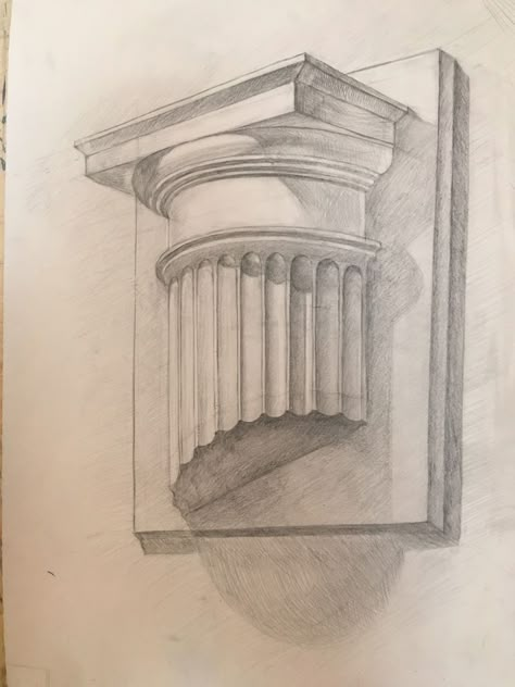 3d Art Sketch, Sculpture Drawing Sketch, Simple Architecture Drawing, Architecture Sketch Simple, Gothic Sketches, Column Drawing, Building Sketches, Architecture Sketches, Structural Drawing