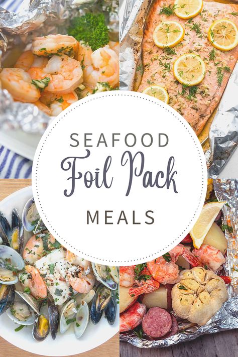 These yummy Seafood Foil Pack recipes are so delish and easy to make that everyone will be begging for more. #recipes #seafood #seafood recipe #foilpack #foilpackets Cod Foil Packets For The Grill, Boat Meals Ideas, Seafood Foil Packets, Foil Pack Recipes, Fish Supper, Fried Scallops, Foil Packet Dinners, Foil Pack Meals, Foil Dinners