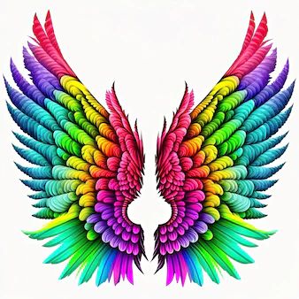 Vusang | Freepik Rainbow Angel Wings, Wings Aesthetic, Mermaid Wallpaper Backgrounds, Colourful Drawing, Angel Wings Png, Colorful Wings, Angel Wings Drawing, Color Guard Flags, Angel Wings Art