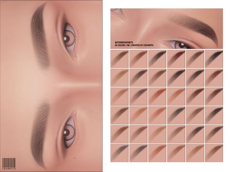 The Sims Resource - Eyebrows | N75 Sims 4 Cosimetic Eyebrows, Heart Eyebrows, Cosimetic's Sims 4, Egyptian Eyeliner, Eyebrow Cut, Christmas Eyeshadow, Glossy Eyeshadow, Sims 4 Cc Eyes, Makeup Cc