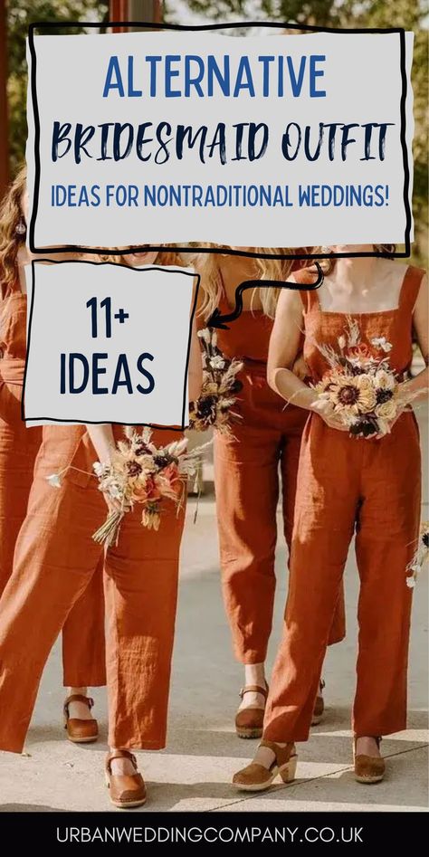 Looking for cool modern bridesmaid dress alternative? We have 11 nontraditional bridesmaid dresses and outfit ideas for couples looking for something unique. Modern unique bridal party goals! Non Traditional Bridesmaid Dresses, Alternative Bridesmaid Dresses, Bridal Party Looks, Outfit Ideas For Couples, Alternative Bridesmaid, Bridesmaid Dress Ideas, Modern Bridesmaid Dresses, Dress Alternative, Unique Bridesmaid Dresses