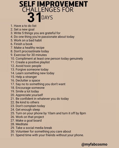 Printable self improvement challenges for 31 days Self Improvement Project, 31 Day Challenge Life, Things To Do At The Start Of A New Year, 90 Day Self Improvement Challenge, 3 Month Challenge Life, 6 Month Self Improvement Challenge, Daily Challenges To Better Yourself, Work On Yourself For 6 Months, 6 Month Challenge To Better Yourself