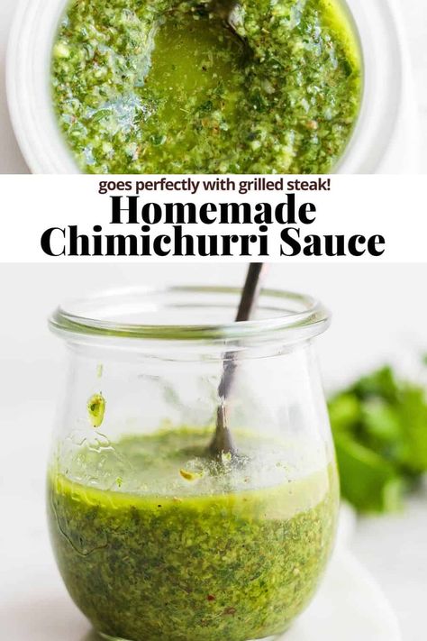 Chimichurri Sauce Recipe, Chimichurri Recipe, Marinade Sauce, Chimichurri Sauce, Sauces And Dressings, Homemade Sauce, Sauce Recipe, Easy Homemade, Sauce Recipes