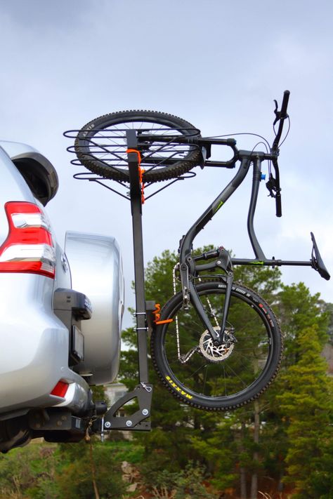 Vertical Bike Rack Diy, Bike Rack Car, Camper Bike Rack, Bicycle Rack Design, Bike Hanger Wall, Diy Bike Rack, Vertical Bike Rack, Toyota Cruiser, Bike Hanger