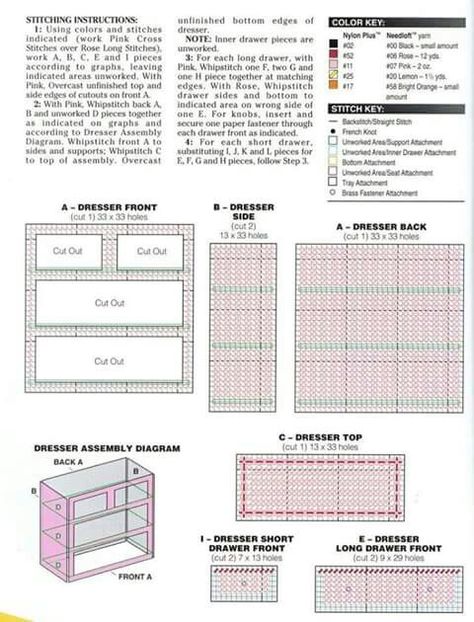 Plastic Canvas Patterns Free Doll House Barbie Furniture, Plastic Canvas Barbie Furniture Patterns, Plastic Canvas Doll Furniture Patterns, Barbie Dresser, Barbie Nursery, Old Barbie Dolls, Canvas Furniture, Plastic Canvas Box Patterns, Doll Furniture Patterns