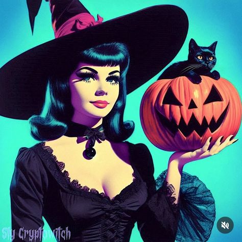 Halloween Pin Up, Spooky Babe, Halloween Dolls, Witch Halloween Costume, Halloween Pins, Goth Women, Halloween Illustration, Halloween Doll, Pulp Art